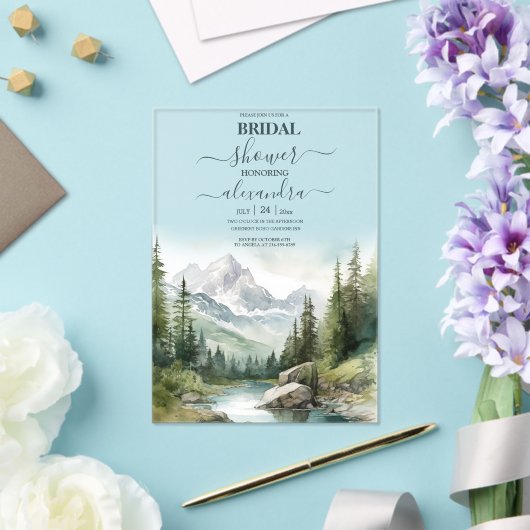 Mountain Wedding Party Vrijgezellenfeest Acryl Uitnodigingen (Insitu (Huwelijk))