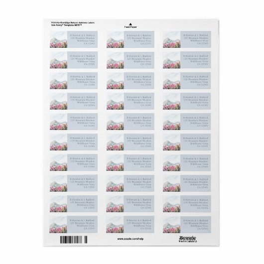 Mountain Wedding Pink Wildflower Meadow Dusty Blue Etiket (Full Sheet)