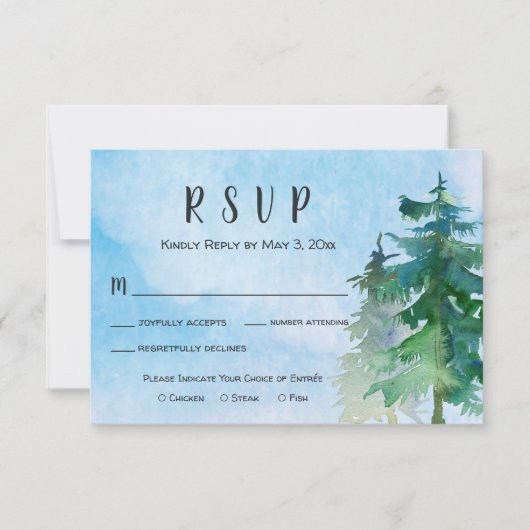 Mountain Wedding RSVP Kaart met Dinner Choice (Voorkant)