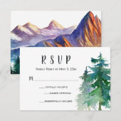 Mountain Wedding RSVP-Kaart met nummer bijwonen RSVP Kaartje (Voorkant / Achterkant)
