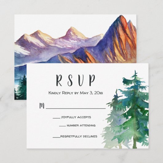 Mountain Wedding RSVP-Kaart met nummer bijwonen RSVP Kaartje (Voorkant / Achterkant)