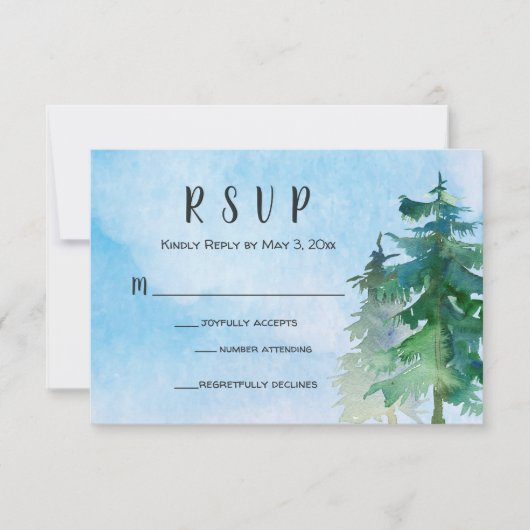 Mountain Wedding RSVP-Kaart met nummer bijwonen RSVP Kaartje (Voorkant)