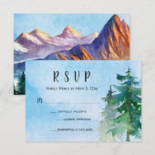 Mountain Wedding RSVP-Kaart met nummer bijwonen RSVP Kaartje (Voorkant / Achterkant)