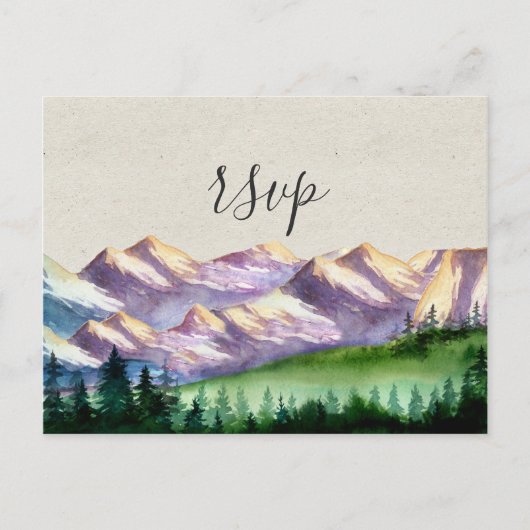 Mountain Wedding RSVP met Maaltijdkeuze Uitnodiging Briefkaart (Voorkant)