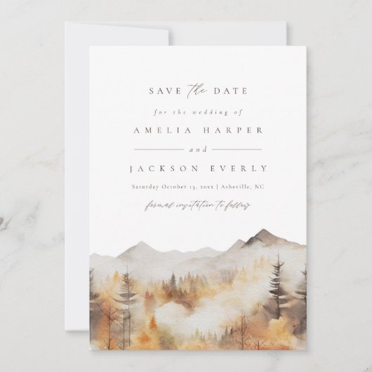 Mountain Wedding Save the Date Kaart (Voorkant)