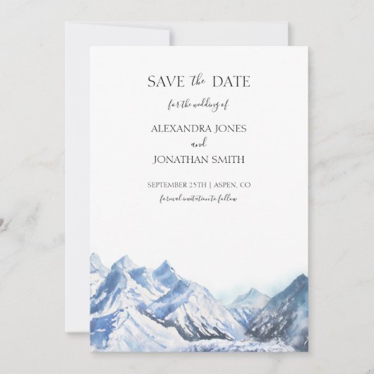 Mountain Wedding Save the Date Kaart (Voorkant)