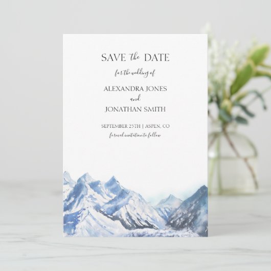 Mountain Wedding Save the Date Kaart (Staand voorkant)