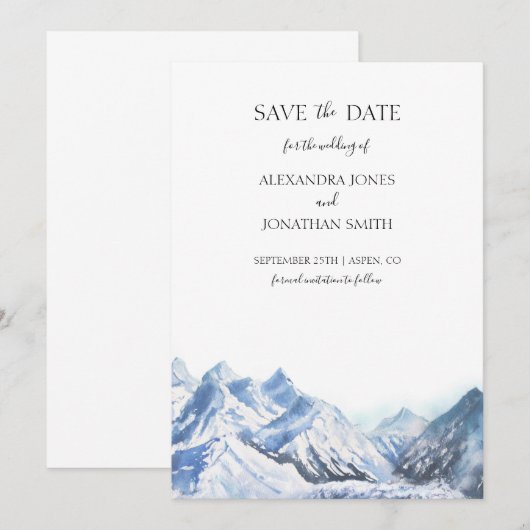 Mountain Wedding Save the Date Kaart (Voorkant / Achterkant)
