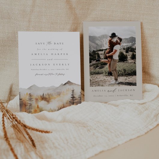 Mountain Wedding Save the Date Kaart