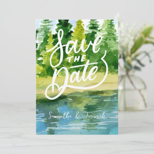 Mountain Wedding Save the Date Uitnodiging (Staand voorkant)