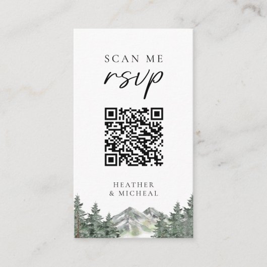 Mountain Wedding Scan me RSVP Informatiekaartje (Voorkant)