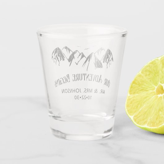 Mountain Wedding Shot Glas (Achterkant)