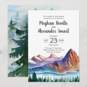 Mountain Wedding Uitnodiging, receptie te volgen Kaart