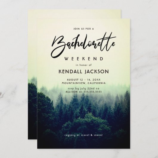 Mountain Weekend Bachelorette Kaart (Voorkant / Achterkant)