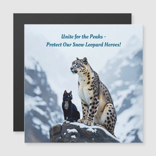 Mountain Whiskers: Felini ontmoet de sneeuwluipaar Magnetische Uitnodiging (Voorkant / Achterkant)