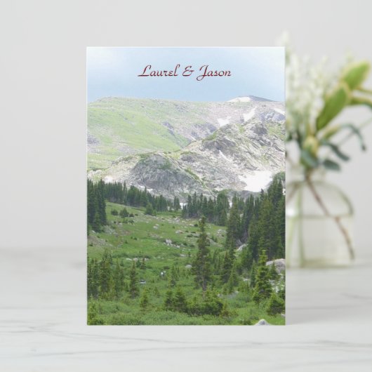 Mountain Wilderness bruiloft uitnodiging (Staand voorkant)