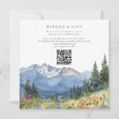Mountain Wildflower All In One QR Code Wedding Kaart (Achterkant)