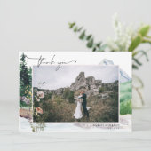 Mountain Wildflower Boho | Weddenfoto Hartelijk da Bedankkaart (Staand voorkant)