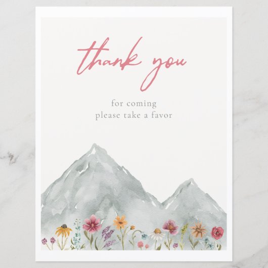 Mountain Wildflower Dank u teken (Voorkant)