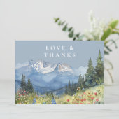 Mountain Wildflower Dusty Blue Wedding Photo Bedankkaart (Staand voorkant)