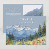 Mountain Wildflower Dusty Blue Wedding Photo Bedankkaart (Voorkant / Achterkant)