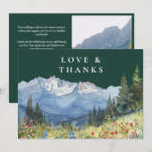 Mountain Wildflower Emerald Green Wedding Photo Bedankkaart (Voorkant / Achterkant)