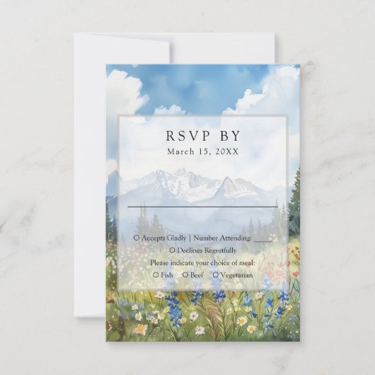 Mountain Wildflower Floral Meadow Wedding RSVP Kaartje (Voorkant)