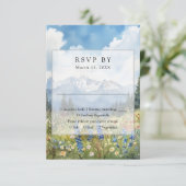 Mountain Wildflower Floral Meadow Wedding RSVP Kaartje (Staand voorkant)