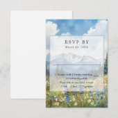 Mountain Wildflower Floral Meadow Wedding RSVP Kaartje (Voorkant / Achterkant)