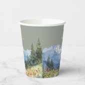 Mountain Wildflower Floral Sage Green Wedding Papieren Bekers (Links)