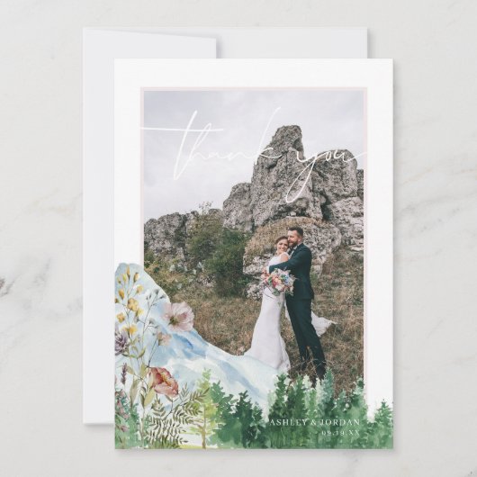Mountain Wildflower | Foto bruiloft Hartelijk dank Bedankkaart (Voorkant)