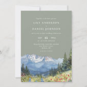 Mountain Wildflower Foto Sage Green Wedding Kaart (Voorkant)