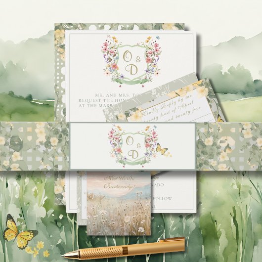 Mountain Wildflower Garden Invitation Belly Band Uitnodigingen Wikkel