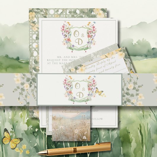 Mountain Wildflower Garden Invitation Belly Band Uitnodigingen Wikkel