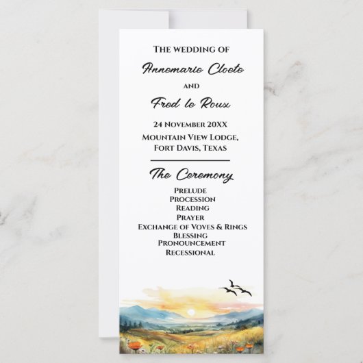 Mountain & Wildflower huwelijksceremonie programma (Voorkant)