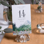 Mountain Wildflower | Kaart tabelnummer<br><div class="desc">Deze trouwtafelkaart is voorzien van boho waterverf bergen en kleurrijke wilde bloemen met een eenvoudig en minimalistisch ontwerp. Dit is de perfecte kaart voor een lente- of herfst-bruiloft. Dit mellow-bergpalet met evergreen, en stoffig blauw voelt zeker zowel elegant als roest. Het is net zo boho als verfrissend! Deze design kunnen...</div>