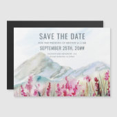Mountain Wildflower Meadow Wedding Save the Date Magnetische Uitnodiging (Voorkant / Achterkant)