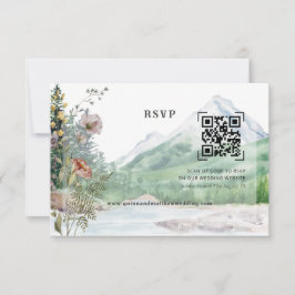 Mountain Wildflower | QR-code bruiloft RSVP Kaartje