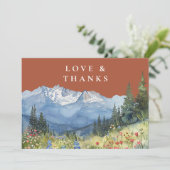 Mountain Wildflower Terracotta Wedding Photo Bedankkaart (Staand voorkant)