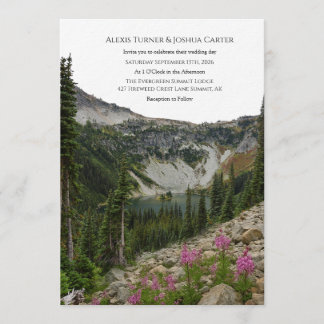Mountain Wildflower Wedding Invitation Kaart