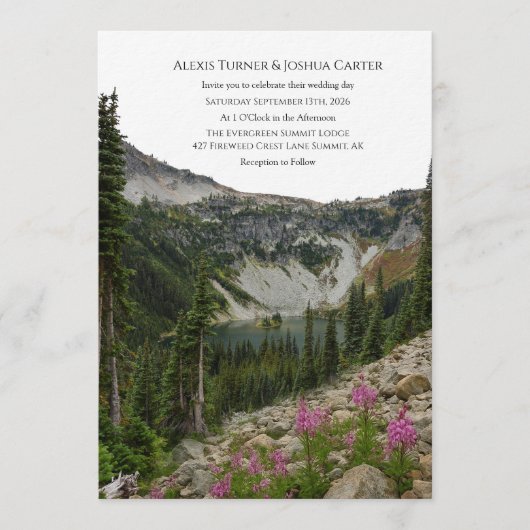 Mountain Wildflower Wedding Invitation Kaart (Voorkant)