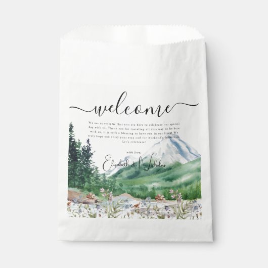 Mountain Wildflower | Welkom bruiloft Bedankzakje (Voorkant)