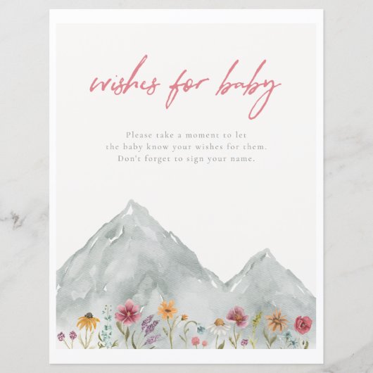 Mountain Wildflower wensen voor Baby Sign (Voorkant)