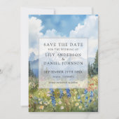 Mountain Wildflowers Floral Meadow Photo Wedding Save The Date (Voorkant)