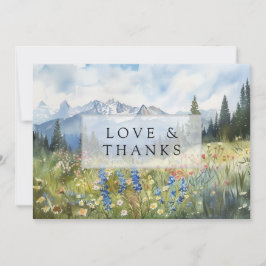 Mountain Wildflowers Floral Meadow Wedding Photo Bedankkaart