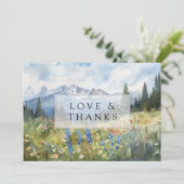 Mountain Wildflowers Floral Meadow Wedding Photo Bedankkaart (Staand voorkant)