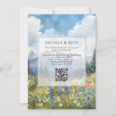 Mountain Wildflowers Floral QR Code Wedding Kaart (Achterkant)