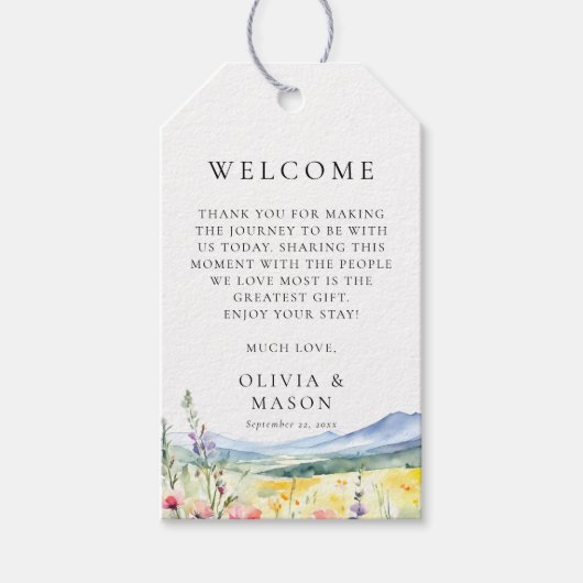 Mountain Wildflowers Meadow Modern Wedding Cadeaulabel (Voorkant)