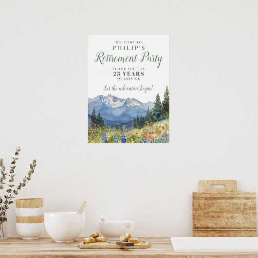 Mountain Wildflowers Retirement Party Welkomstbord Poster (Keuken)