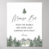 Mountain Winter Baby Shower Momosa Bar Bord Poster (Voorkant)
